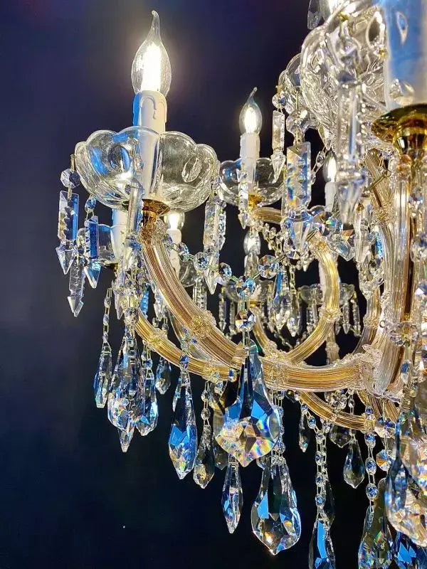 Exklusiver Kristall Kronleuchter Michelangelo mit 24kt Vergoldung und Kristallglas-Armen, elegantes Design, Ø95cm, 19 Leuchten