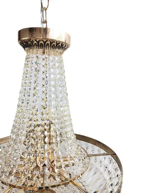 Korblüster SCHÖNBRUNN Antik Gold, 8-flammig, geschliffenes Kristall, Ø45cm, edles Design, ideal für stilvolle Raumbeleuchtung.