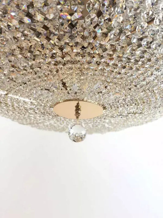 Kristall Deckenleuchte PALACE Ø65cm 12-flammig, geschliffenes Kristall, goldene Fassung, dimmbar, eleganter Kronleuchter für Luxusambiente.