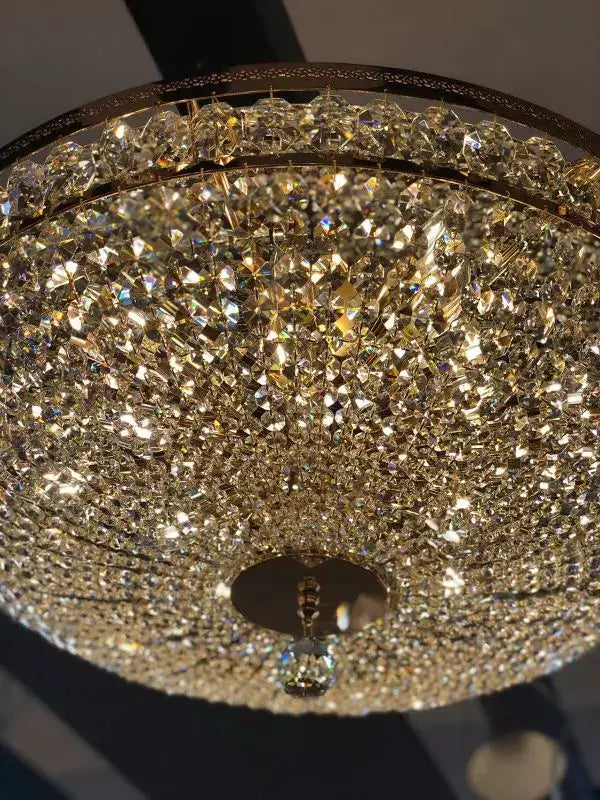 Kristall Deckenleuchte PALACE Ø65cm mit funkelnden geschliffenen Kristallen in Gold, 12-flammig, dimmbar, Highlight für jeden Raum.