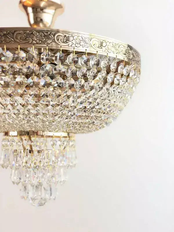 Kristall-Deckenleuchte Plaza Ø40cm Gold mit geschliffenen Kristallen, luxuriöse dimmbare Beleuchtung, Highlight für jeden Raum.