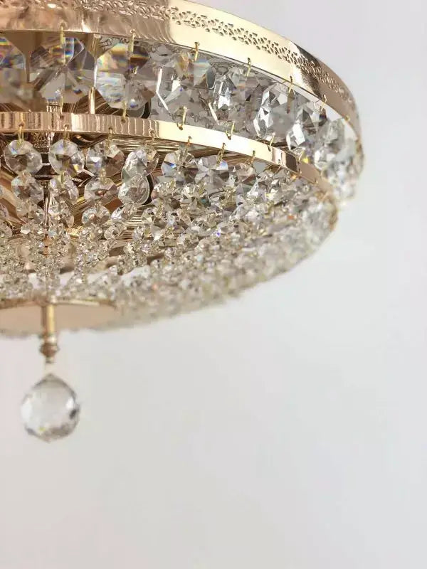 Kristall Deckenleuchte Palace Ø45cm, 6-flammig, aus geschliffenen Kristallen und Gold für luxuriöse Raumgestaltung.