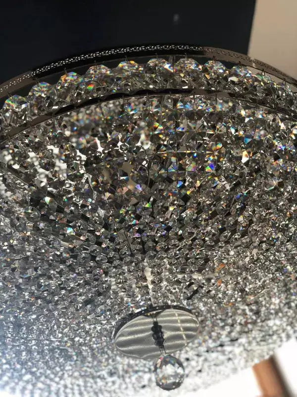 Kristall Deckenleuchte PALACE Ø65cm silber mit geschliffenen Kristallen, 12 Flammig, funkelnde Beleuchtung, dimmbar, klassisches Design