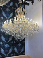 Luxus Kronleuchter Gold Maria Theresia, Ø150cm, 42-arm chandelier with crystal glass, dimmable lamp, elegant home decor lighting