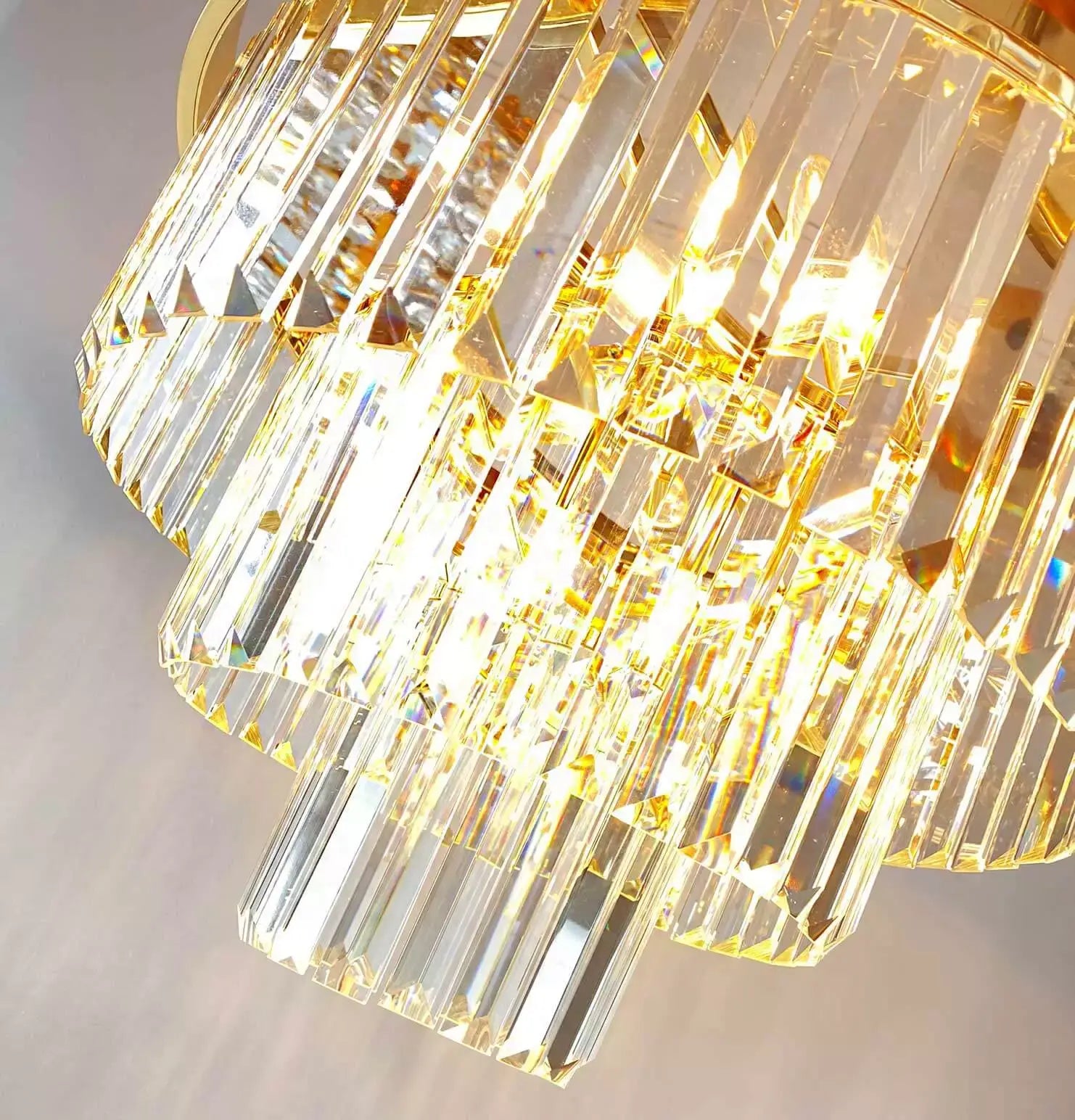 PGA-Lights KRISTALL RIVA Ø50cm gold pendant light with sparkling crystal rods
