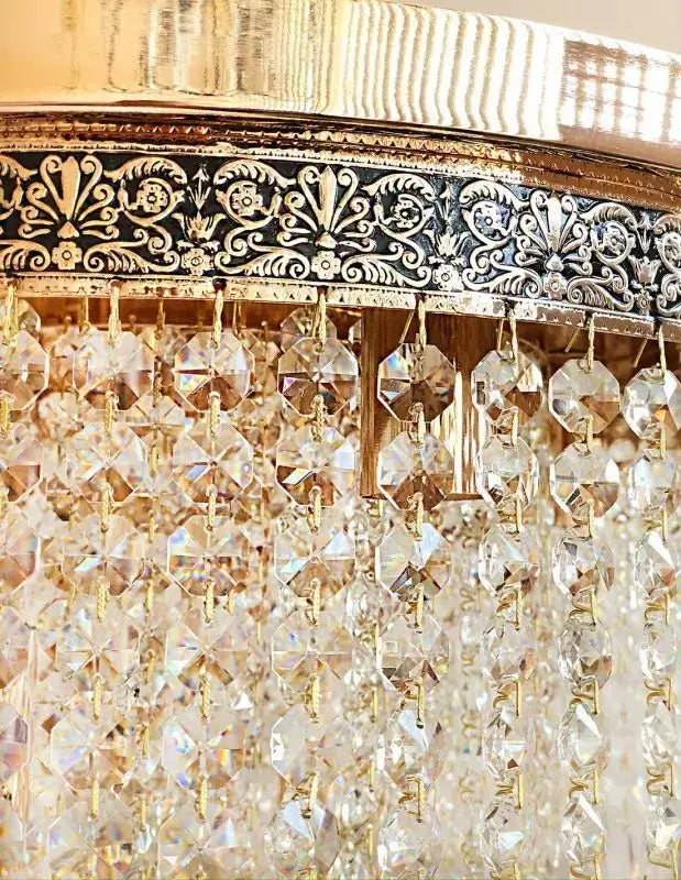 Bleikristall Twister Ø40cm Gold chandelier with intricate antique gold detailing and shimmering crystals