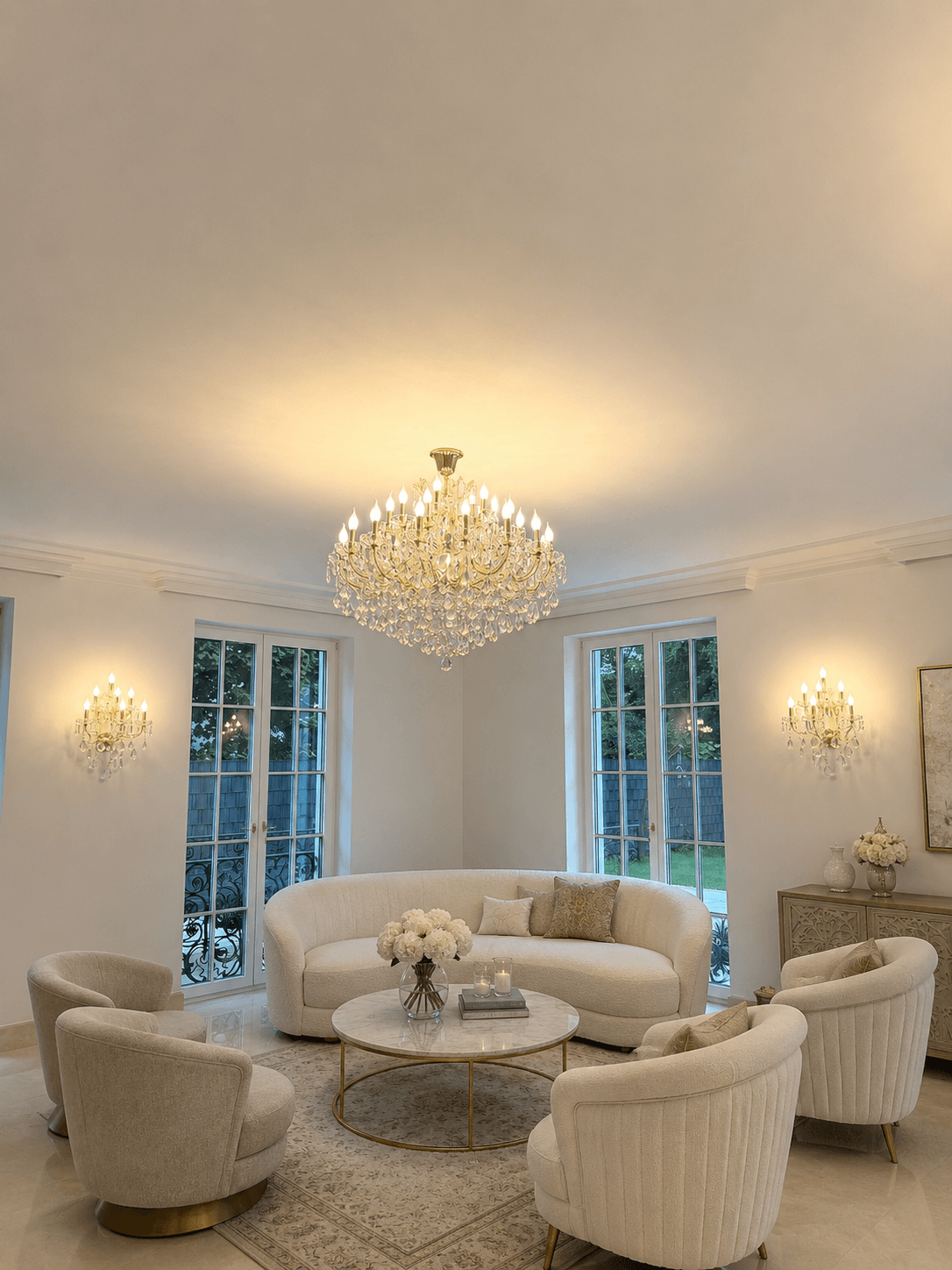 LUXURY CHANDELIER Gold Maria Theresia Ø120cm 36 lights arms covered with glass SPECIAL