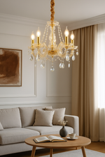 Crystal chandelier Ø48cm gold 5 lights with sparkling lead crystal