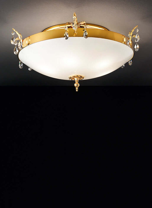 Masiero PRIMADONNA Deckenleuchte Ø 70cm Gold Brüniert CUT CRYSTAL