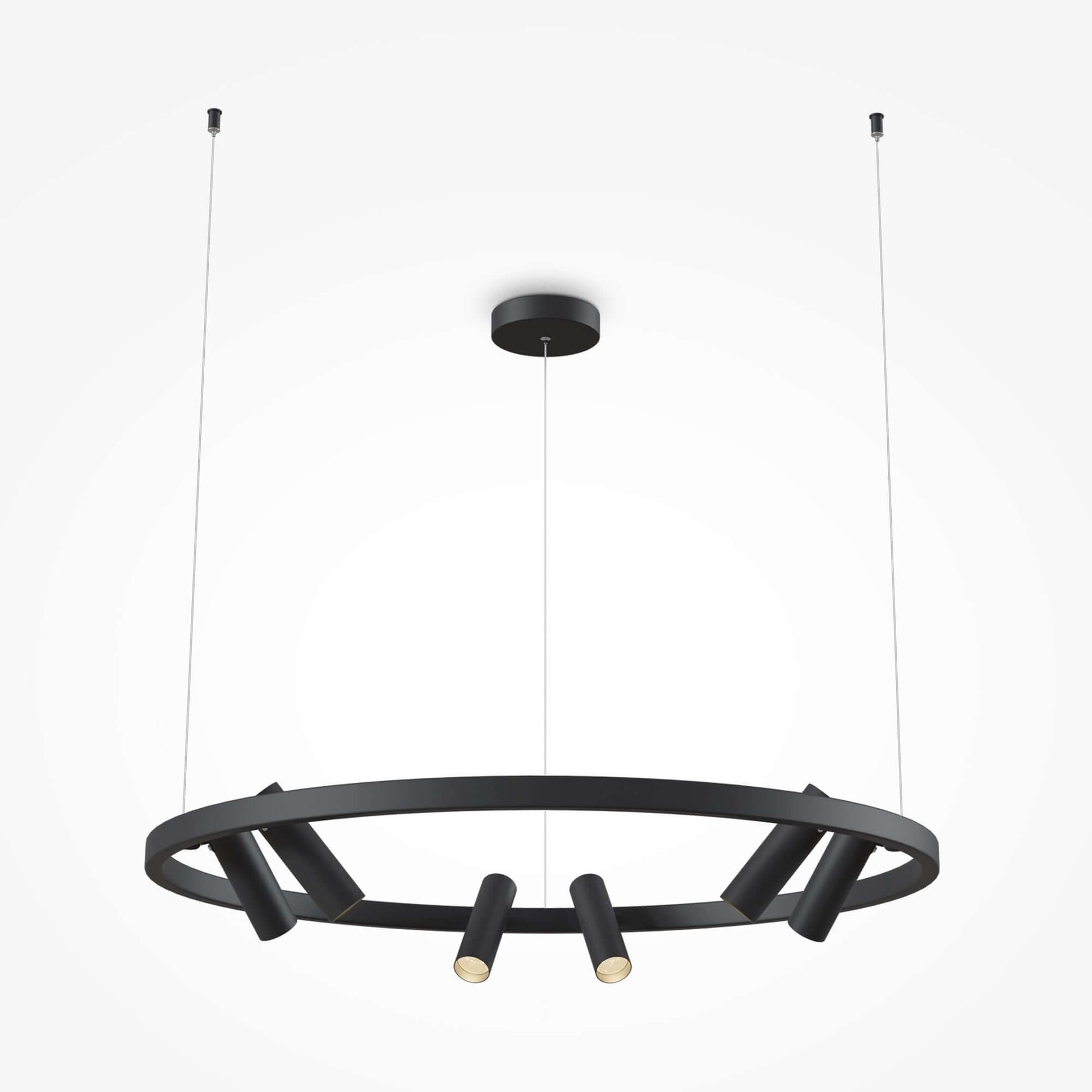 Maytoni Pendelleuchte Satelite in schwarz, höhenverstellbare LED Lampe mit Metallrahmen, für moderne Raumausleuchtung.