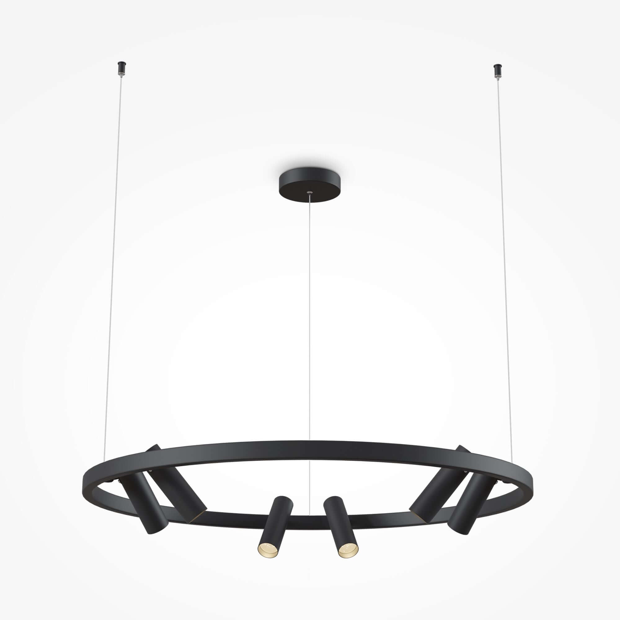 Maytoni Pendelleuchte Satelite in schwarz, höhenverstellbare LED Lampe mit Metallrahmen, für moderne Raumausleuchtung.