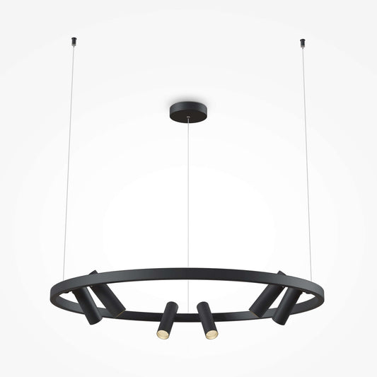 Maytoni Pendelleuchte Satelite in schwarz, höhenverstellbare LED Lampe mit Metallrahmen, für moderne Raumausleuchtung.