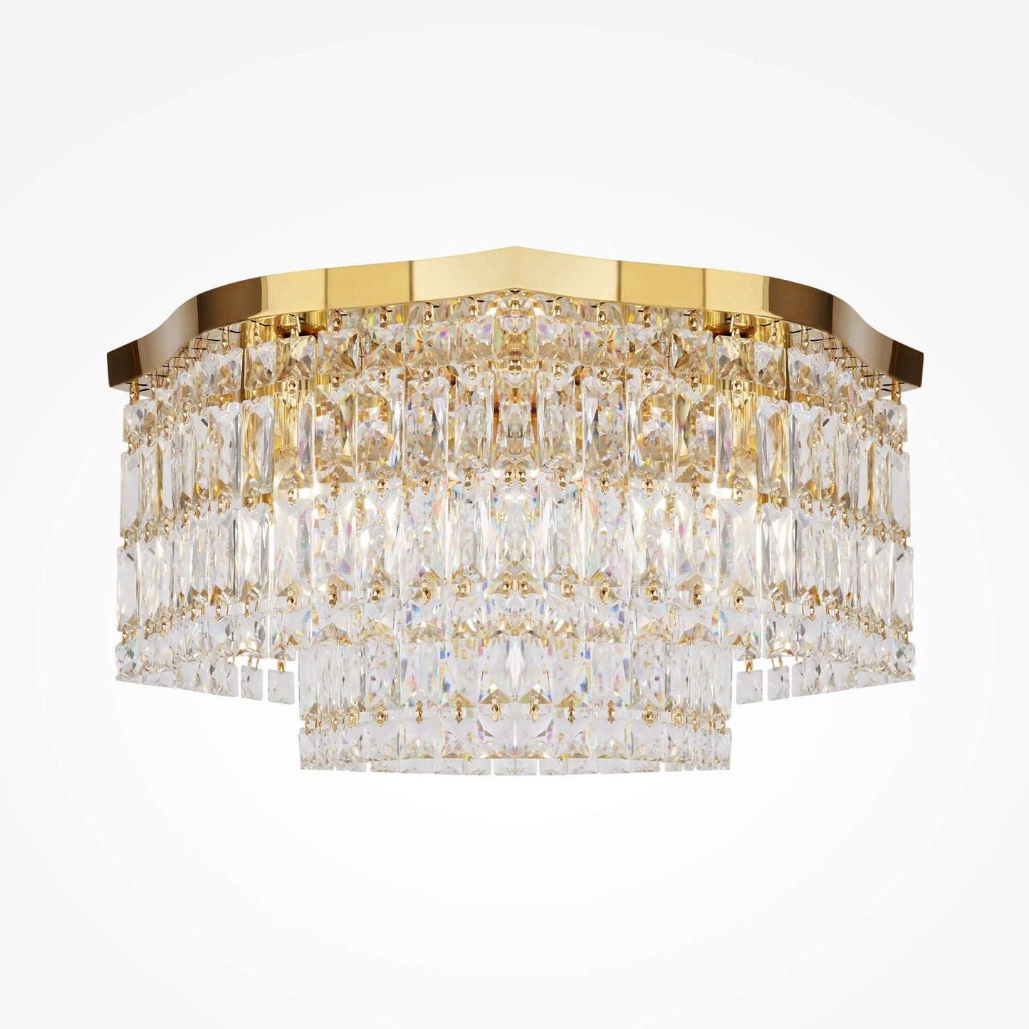 Maytoni Deckenleuchte Dune Gold crystal ceiling light with gold metal accents, featuring dimmable function and elegant design.
