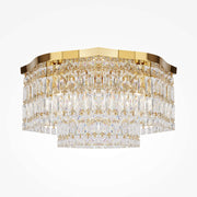 Maytoni Deckenleuchte Dune Gold crystal ceiling light with gold metal accents, featuring dimmable function and elegant design.