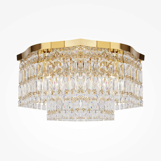 Maytoni Deckenleuchte Dune Gold crystal ceiling light with gold metal accents, featuring dimmable function and elegant design.