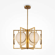 Maytoni Pendelleuchte Marmo Gold Groß, dimmable, E14 sockets, 6 lights, gold metal and glass, adjustable height, Ø51.7cm.