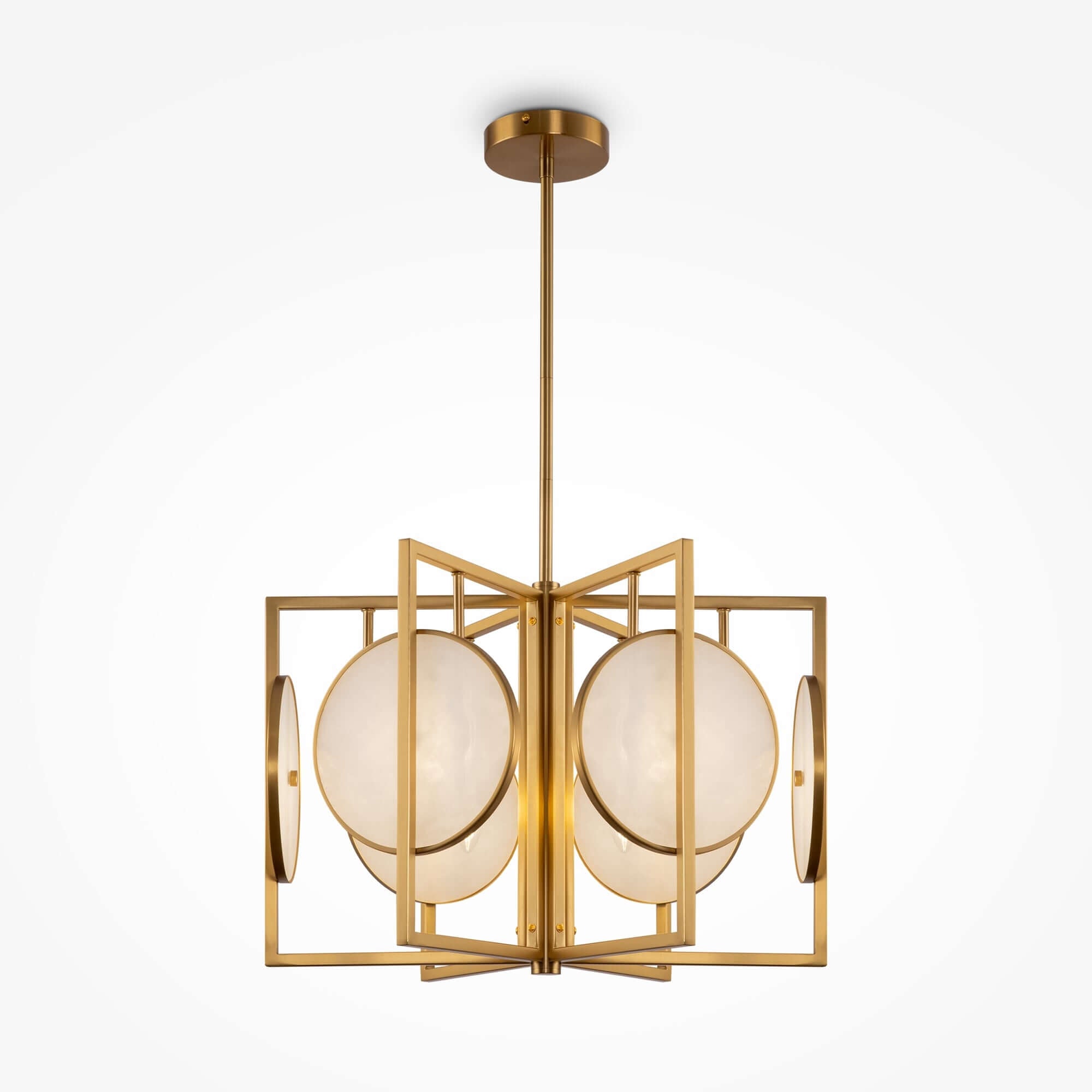 Maytoni Pendelleuchte Marmo Gold Groß, dimmable, E14 sockets, 6 lights, gold metal and glass, adjustable height, Ø51.7cm.