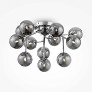 Maytoni Deckenleuchte Dallas Chrom klein, dimmbare 12-lampige Deckenleuchte aus Chrom und rauchgrauem Glas