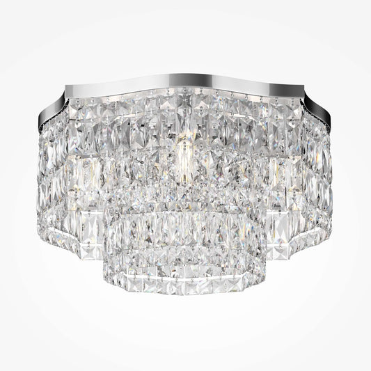Maytoni Deckenleuchte Dune Silber klein with crystal layers and chrome accents, E14 base, dimmable, 45x45cm, elegant ceiling light.