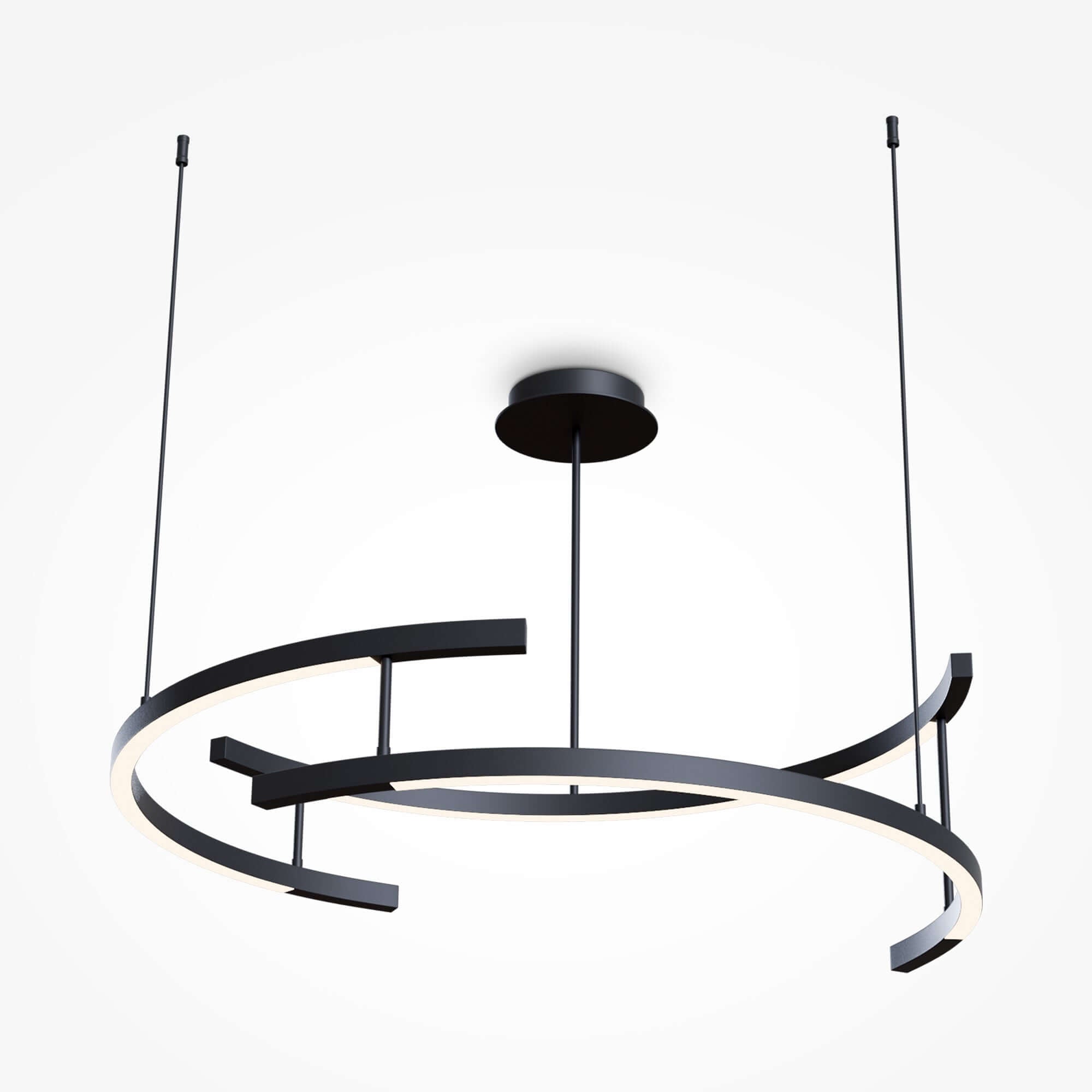 Maytoni Pendelleuchte Line Schwarz rund 4000K, modernes LED Design, schwarz matt, höhenverstellbar, Ø83cm, dreiflammig, Aluminium.