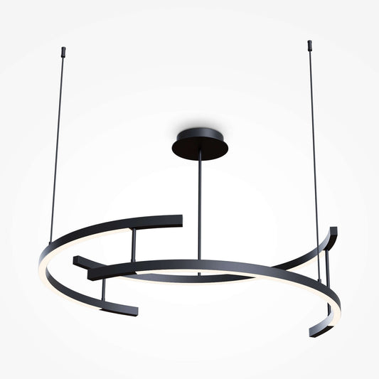 Maytoni Pendelleuchte Line Schwarz rund 4000K, modernes LED Design, schwarz matt, höhenverstellbar, Ø83cm, dreiflammig, Aluminium.