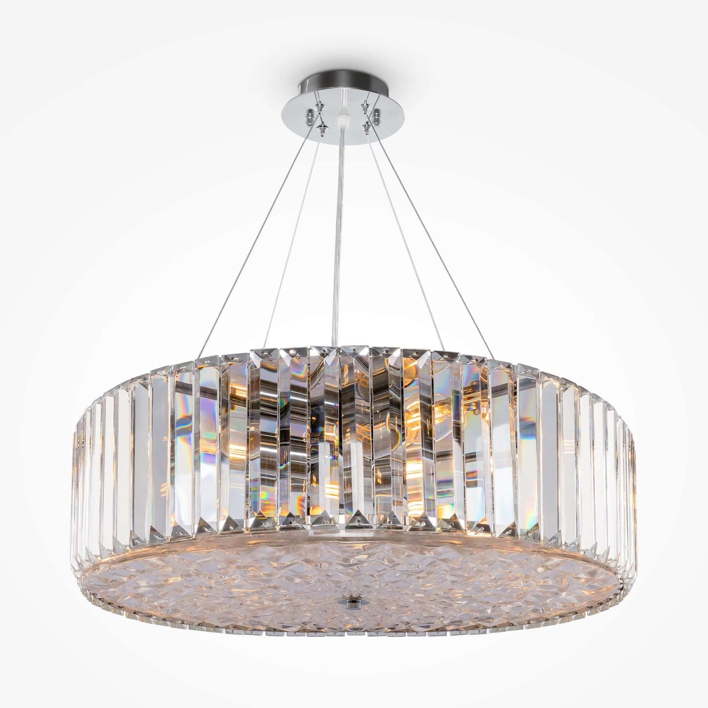 Maytoni Pendelleuchte Recinto Kristall Groß in chrom mit Glas Kristallen, dimmbar, verstellbar, E27 Fassung, Durchmesser 53cm.