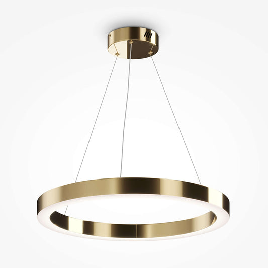 Maytoni Saturno medium pendant light with gold metal and glass, Ø60cm, adjustable height, LED 3100LM, brass finish