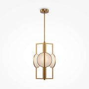 Maytoni Pendelleuchte Marmo Gold, dimmable gold metal and glass pendant light with natural stone accents.
