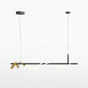 Maytoni Pendelleuchte Tau in Schwarz und Gold, Aluminium, LED, 150cm hoch, modernes Design mit Silikonschlauch-Diffusor