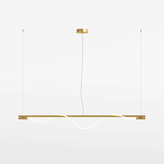 Maytoni Pendelleuchte Tau Gold groß, LED Hängelampe aus Aluminium, 150cm hoch, 180cm lang, dimmbar, modernes Design.