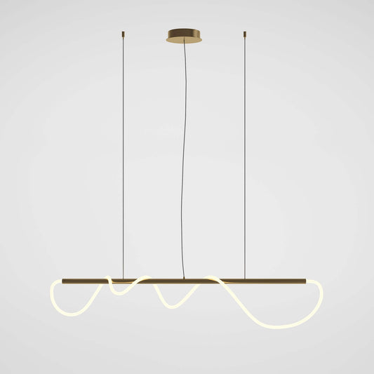 Maytoni Tau Gold small pendant light, aluminum LED, 150cm height, featuring a sleek gold finish with silicone diffuser.