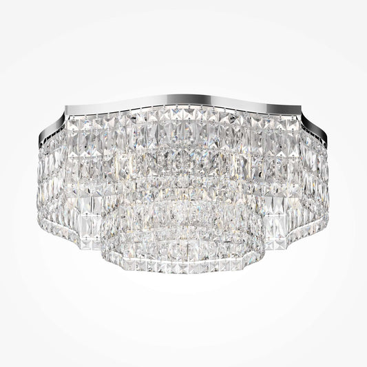 Maytoni Deckenleuchte Dune Silber groß with chrome metal and crystal glass, dimmable, dual-tone fixtures, E14 sockets, elegant design.