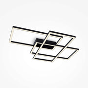 Maytoni Deckenleuchte Line Schwarz, black geometric LED ceiling light, modern design, acrylic diffuser, non-dimmable, 3-light fixture.
