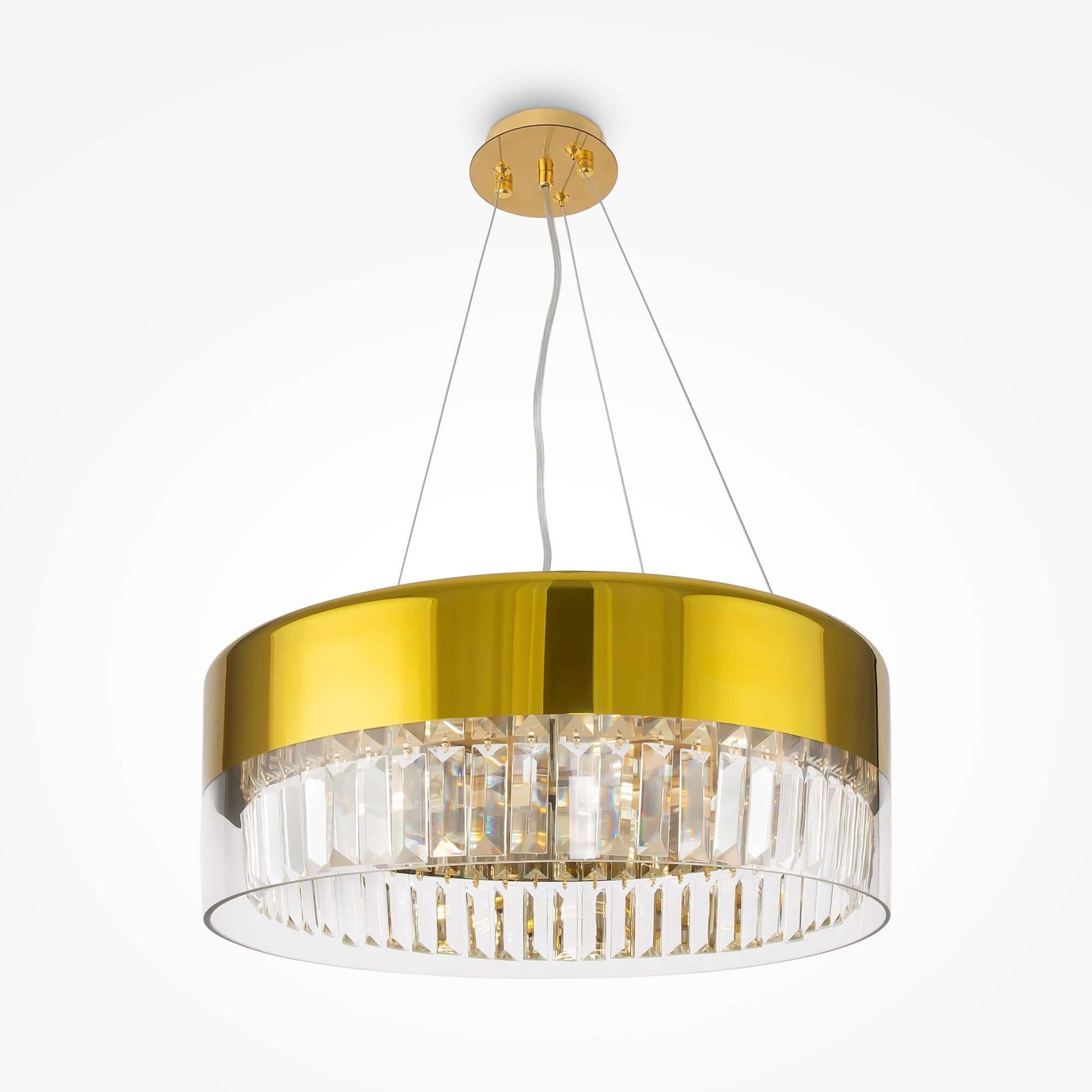 Maytoni Pendelleuchte Wonderland Groß with gold stainless steel finish and crystal details, dimmable, adjustable height, 6 lights.