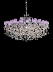 Masiero Maria Theresa chandelier Ø165cm 36 lights with purple shades chrome