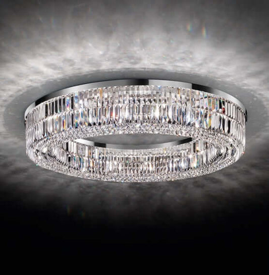 Masiero Kristall Deckenleuchte Rund Ø60cm Silber Farben mit CUT CRYSTAL