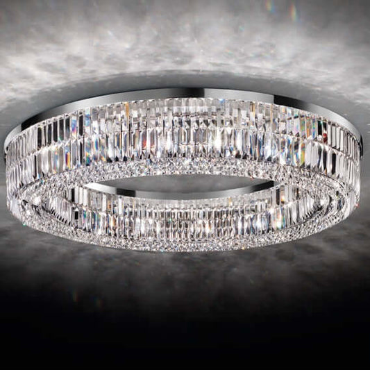 Masiero Kristall Deckenleuchte Rund Ø120cm Silber Farben mit CUT CRYSTAL
