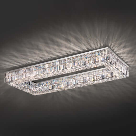 Masiero Crystal Ceiling Light Rectangle 200cm x 80cm Silver Colors with CUT CRYSTAL