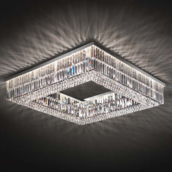 Masiero Crystal Ceiling Light Square 120cm x 120cm Silver Colors with CUT CRYSTAL