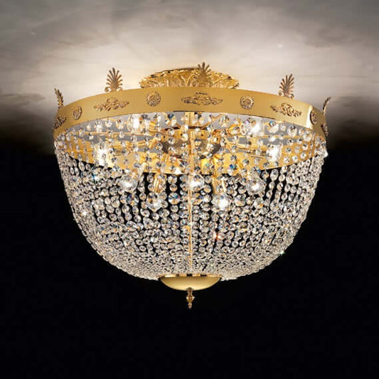 Masiero Kristall Deckenleuchte Rund Ø90cm Gold Farben mit CUT CRYSTAL VE827/PL10