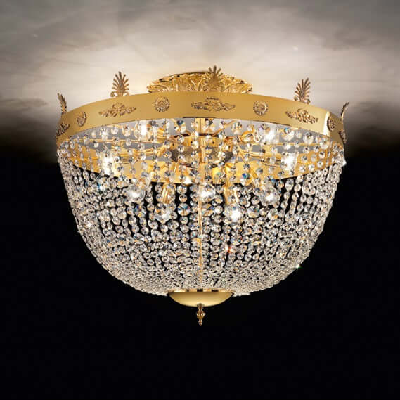 Masiero Crystal Ceiling Light Round Ø90cm Gold Colors with CUT CRYSTAL VE827/PL10