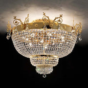 Masiero Crystal Ceiling Light Round Ø95cm Gold Colors with CUT CRYSTAL VE849 PL12