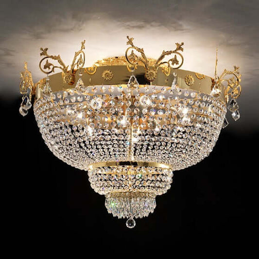 Masiero Kristall Deckenleuchte Rund Ø95cm Gold Farben mit CUT CRYSTAL VE849 PL12
