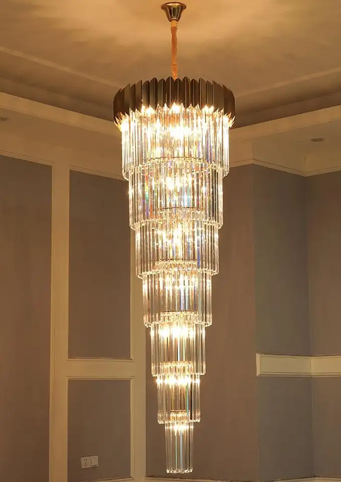 Kristall Hängeleuchte TWISTER Spiralelleuchte für Hotel - Treppenhaus - Galerie Durchmesser 70cm Höhe220 XXL