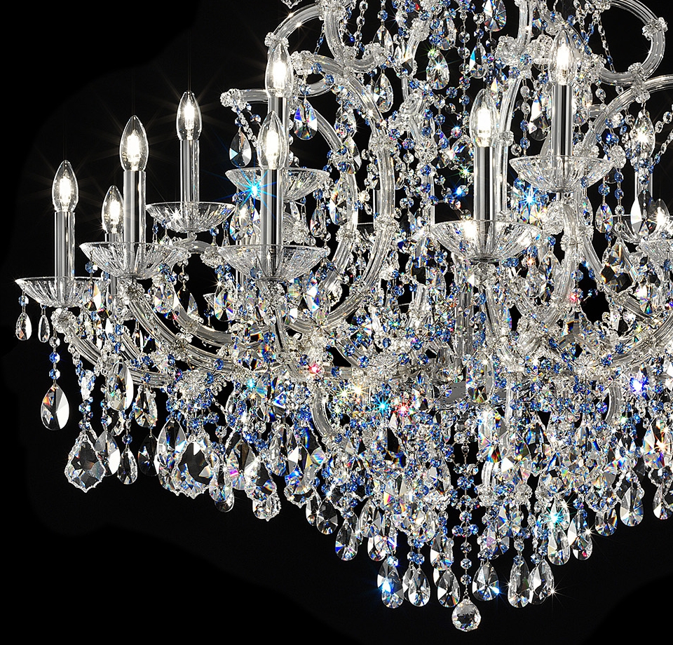 Masiero Maria Theresa Kronleuchter Ø 120cm 18 Leuchten mit funkelnden Kristallen Chrom