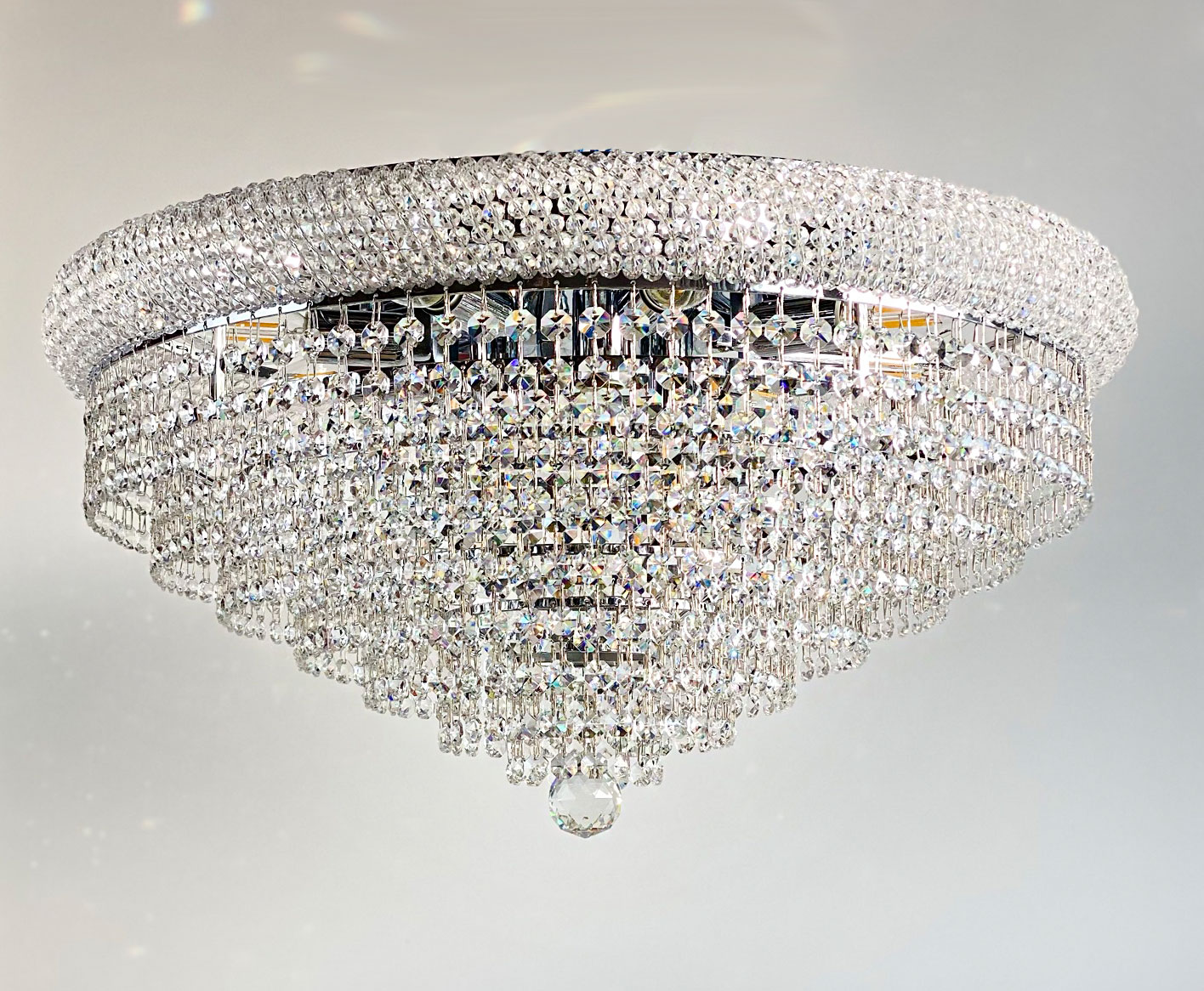 Kristall Deckenleuchte Granada Silber Ø60cm gefertigt aus geschliffenen Kristallen 