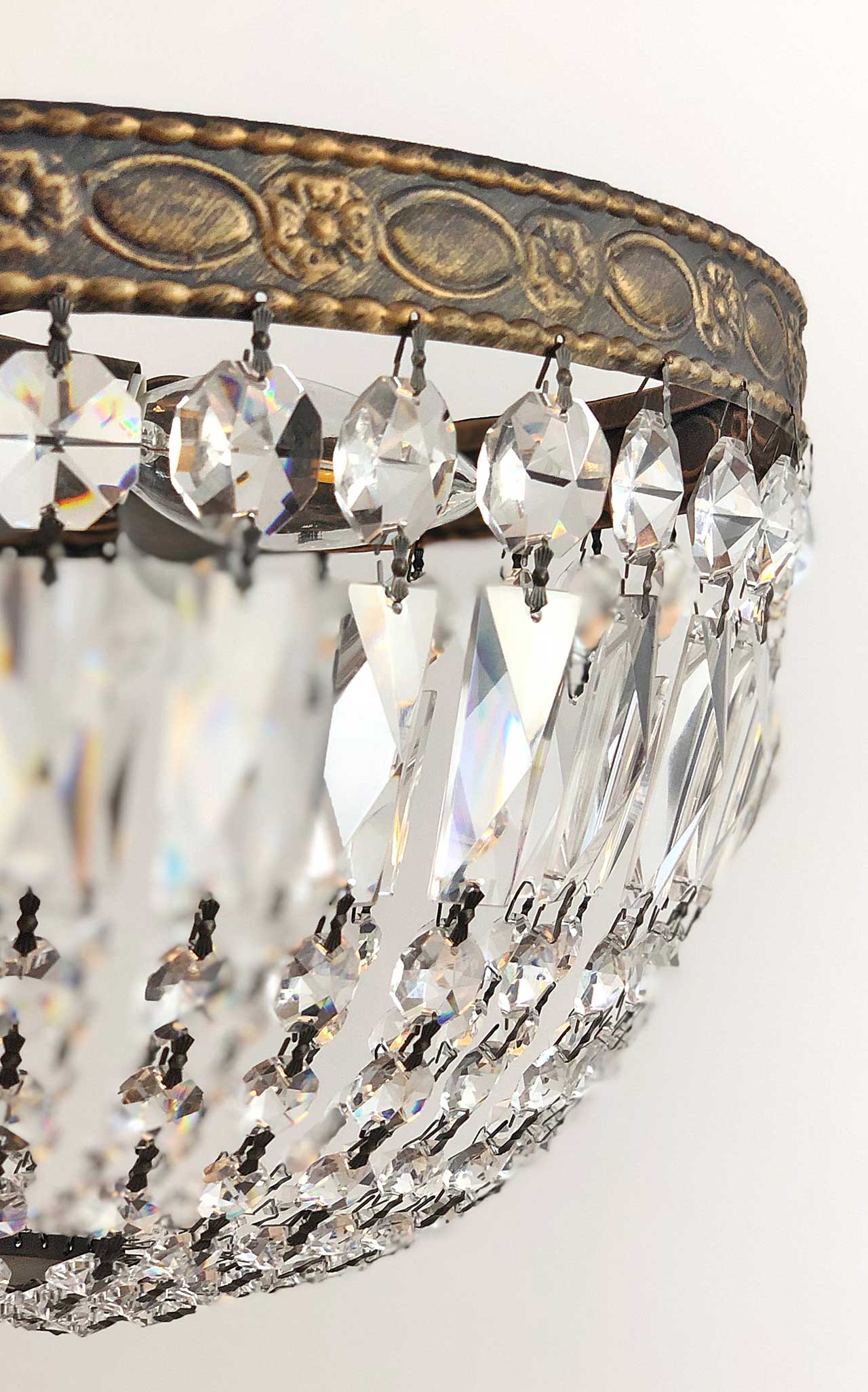 Kristall Deckenlampe Florence Ø50cm Antik aus geschliffenen funkelnden Kristallen 