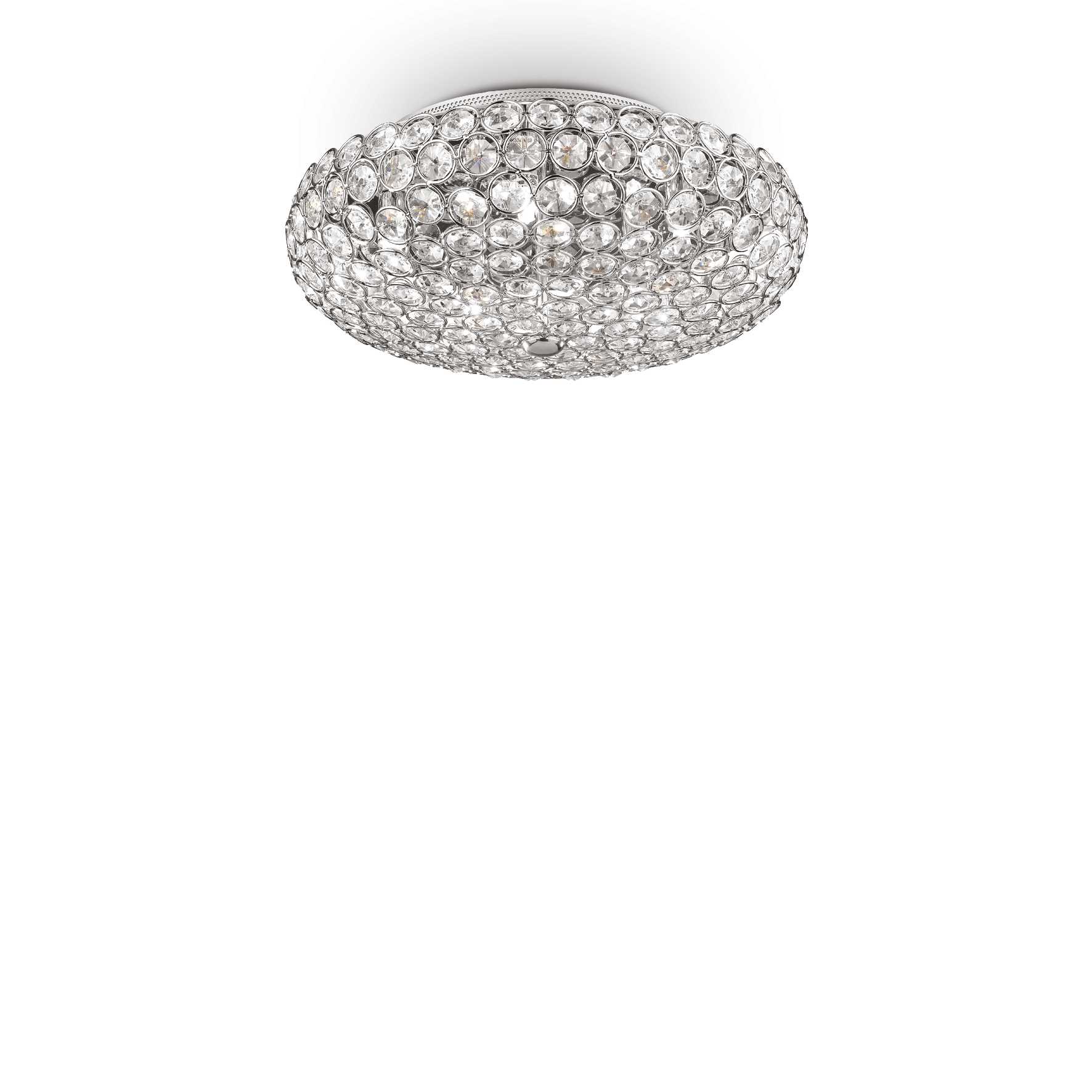 IDEAL Lux Deckenleuchte KING 5 Leuchten Ø38cm Silber mit funkelnden Kristallen 
