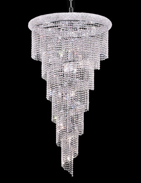 Kristall Hängeleuchte TWISTER Spiralleuchte für Treppenhaus Galerie Durchmesser 76cm Höhe137 
