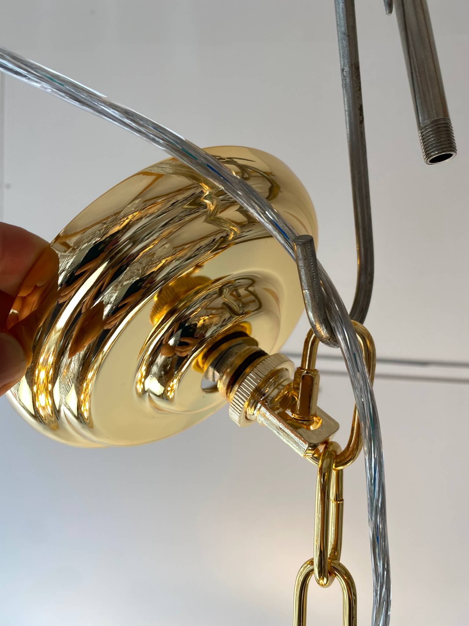 PGA-Lights KRISTALL Hängeleuchte- Pendelleuchte RIVA Ø50cm mit funkelnden Kristallstäben Gold Sale%